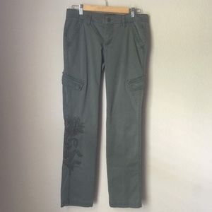 Lucky Brand Women’s Floral Embroidered Green Cargo